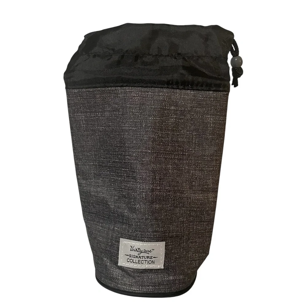 NWT Thirty-One Charcoal Crosshatch Bottle Thermal Tote